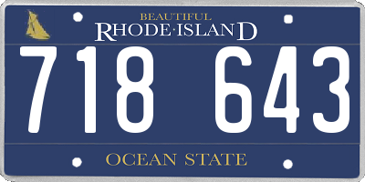 RI license plate 718643
