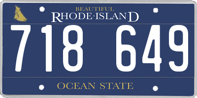RI license plate 718649