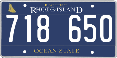 RI license plate 718650