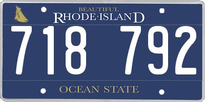RI license plate 718792