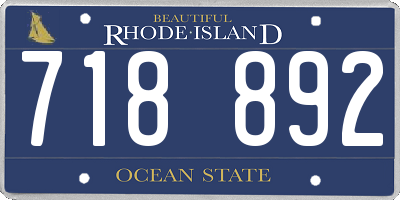 RI license plate 718892