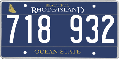 RI license plate 718932