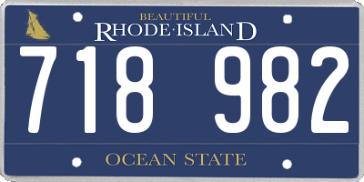 RI license plate 718982