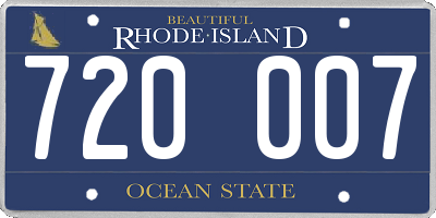 RI license plate 720007
