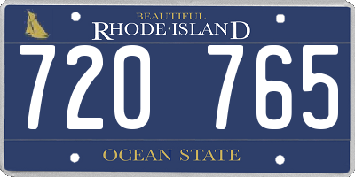 RI license plate 720765