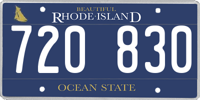 RI license plate 720830
