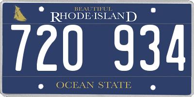 RI license plate 720934