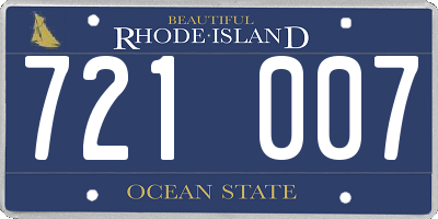 RI license plate 721007