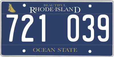 RI license plate 721039