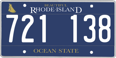 RI license plate 721138