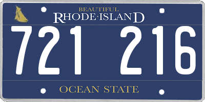RI license plate 721216