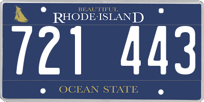 RI license plate 721443