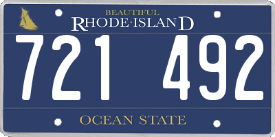 RI license plate 721492