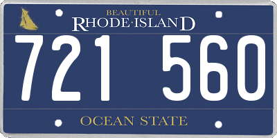 RI license plate 721560