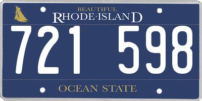 RI license plate 721598