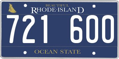 RI license plate 721600