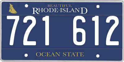 RI license plate 721612