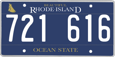 RI license plate 721616