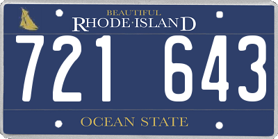 RI license plate 721643