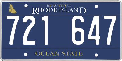 RI license plate 721647