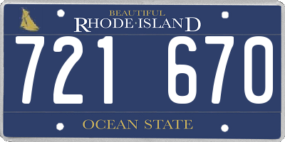RI license plate 721670