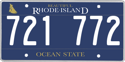 RI license plate 721772