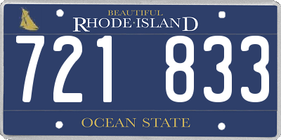 RI license plate 721833