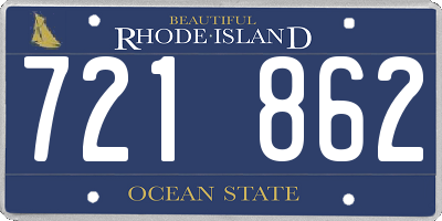 RI license plate 721862