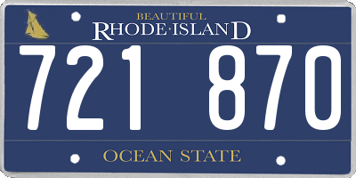 RI license plate 721870