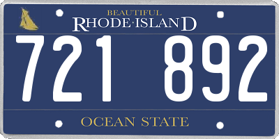 RI license plate 721892