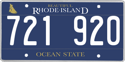RI license plate 721920