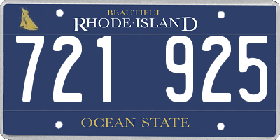 RI license plate 721925