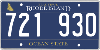 RI license plate 721930