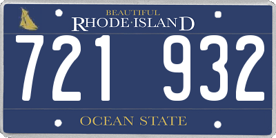 RI license plate 721932