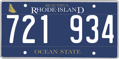 RI license plate 721934