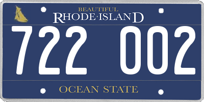 RI license plate 722002