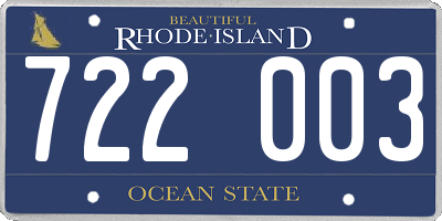 RI license plate 722003