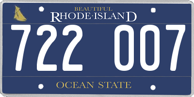 RI license plate 722007