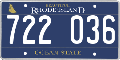 RI license plate 722036