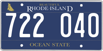 RI license plate 722040