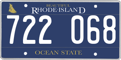RI license plate 722068