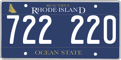 RI license plate 722220