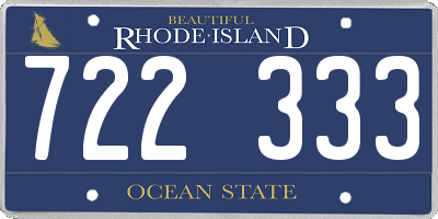 RI license plate 722333