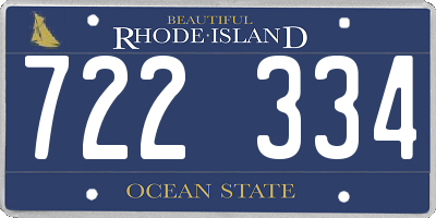 RI license plate 722334
