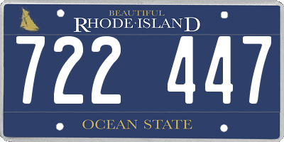 RI license plate 722447