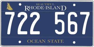 RI license plate 722567