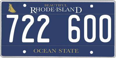 RI license plate 722600