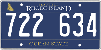 RI license plate 722634