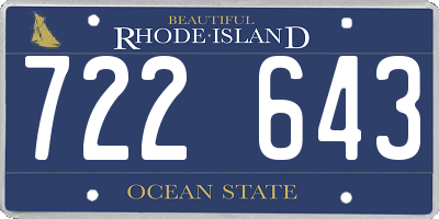 RI license plate 722643