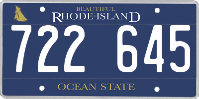 RI license plate 722645